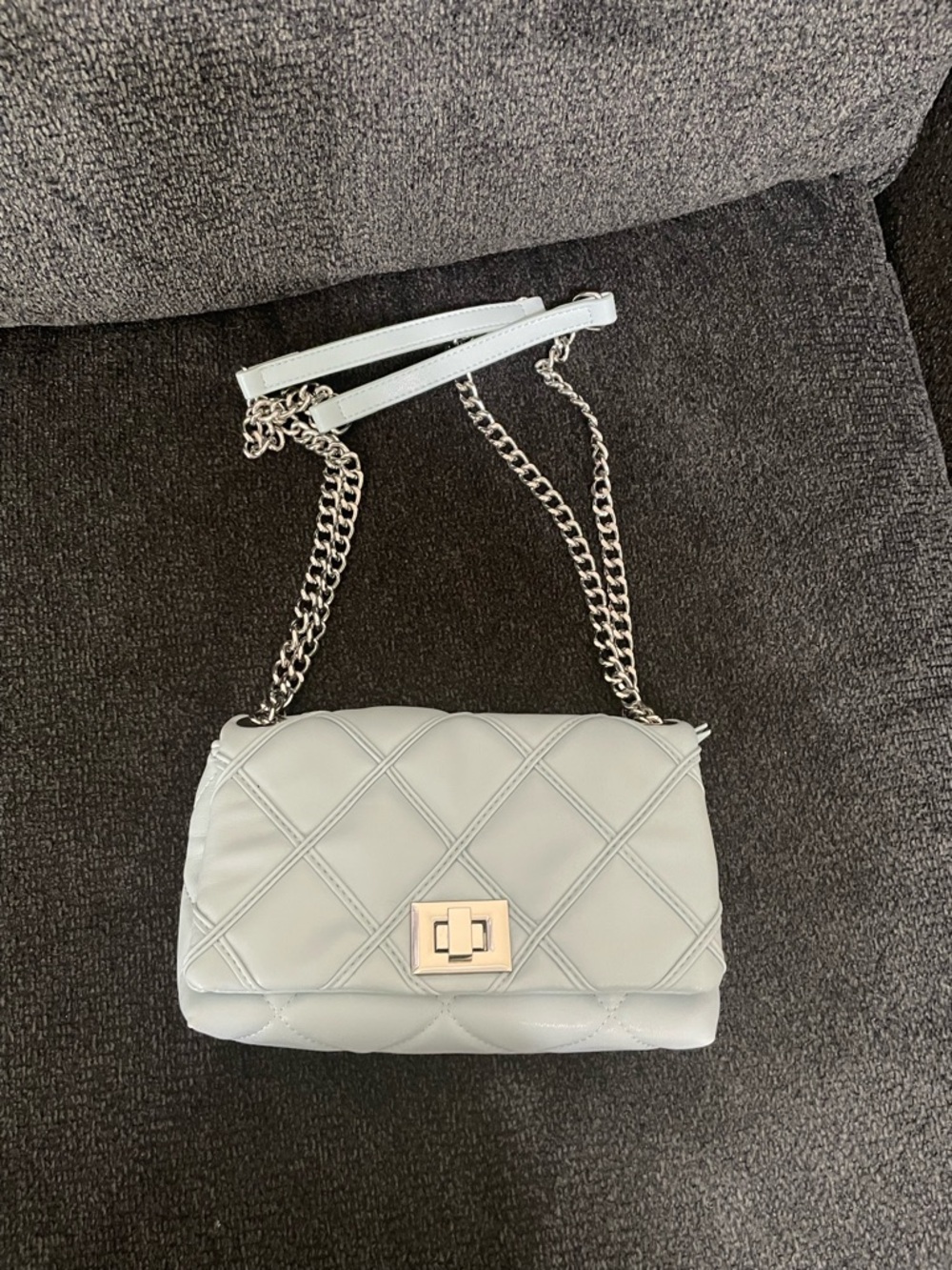 Soft International concepts Quilted Chain Strap Shoulder Bag in Light blue